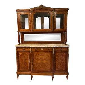 Early 19th Century Louis XVI Marble Top Antique French Breakfront