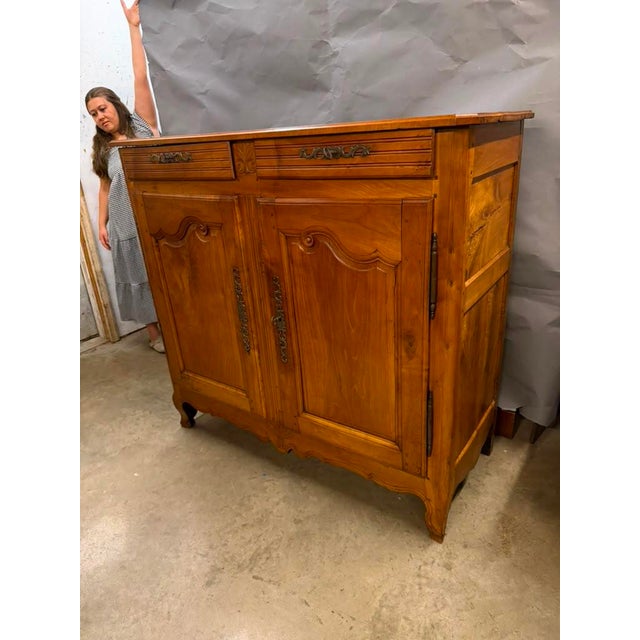 18th Century French Country Louis XV Cherry Haut Buffet Cabinet, Circa 1790 For Sale - Image 18 of 18