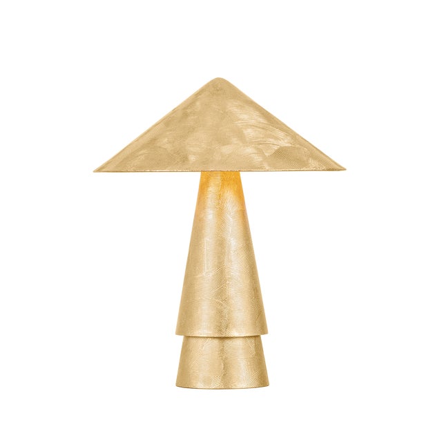 Mid-Century Modern Hudson Valley Lighting Foxton 18 in. 1 Light Table Lamp in Vintage Gold Leaf Finish For Sale - Image 3 of 11