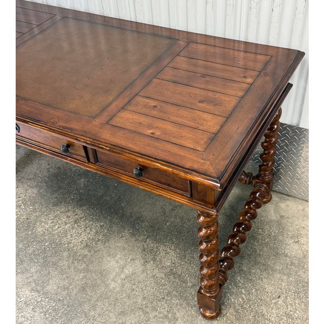 Brown Vintage Rustic Barley Twist Writing Desk For Sale - Image 8 of 12