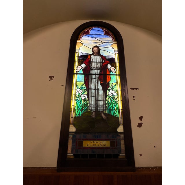 Christ the Consoler Stained Glass Window For Sale - Image 11 of 16