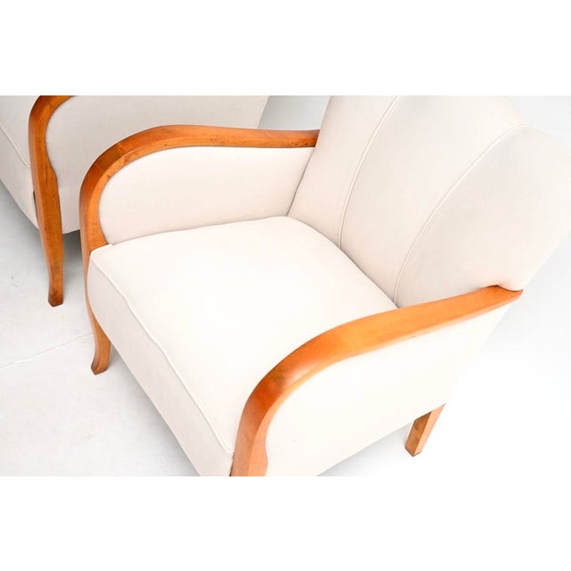 Wood Art Deco Swedish Armchairs in Satin Birch, 1930s, Set of 2 For Sale - Image 7 of 9