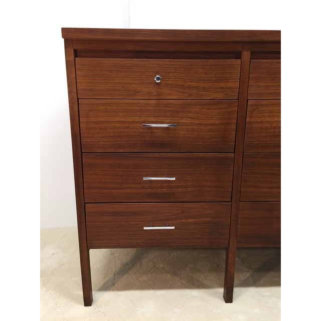 Mid 20th Century Lane Delineator 12 Drawer Low Chest Designed by Paul McCobb in Rosewood and Walnut With Chrome Hardware For Sale - Image 15 of 18