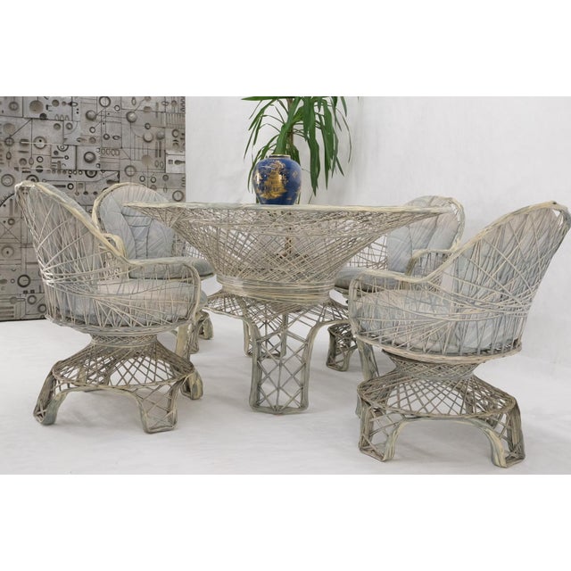 Russel Woodard Spun Fiberglass Oval Racetrack Dining Table 4 Chairs Outdoor Set For Sale - Image 16 of 18