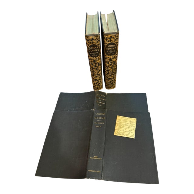 Antique 1890s Lorna Doone 2-Volume Gilt Set With Original Dust Jackets - Pair For Sale