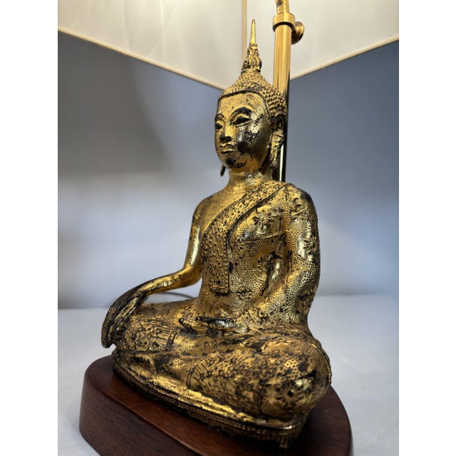 Southeast Asian Gilded Cast Iron Buddha Lamps, 20th Century, Set of 2 For Sale - Image 16 of 18