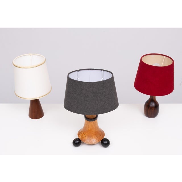 Set of 3 original vintage small Table Lamps . 1 Burl Art Deco 2 Teak . sitting for ever in my workshop . so i think maybe...