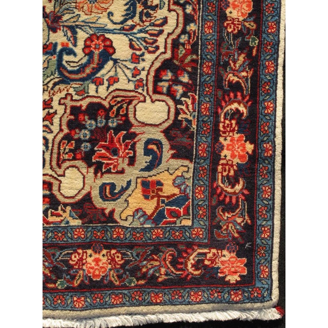 Traditional Persian Bidjar Vintage Small Rug in Ivory Background and Classic Design For Sale - Image 3 of 4