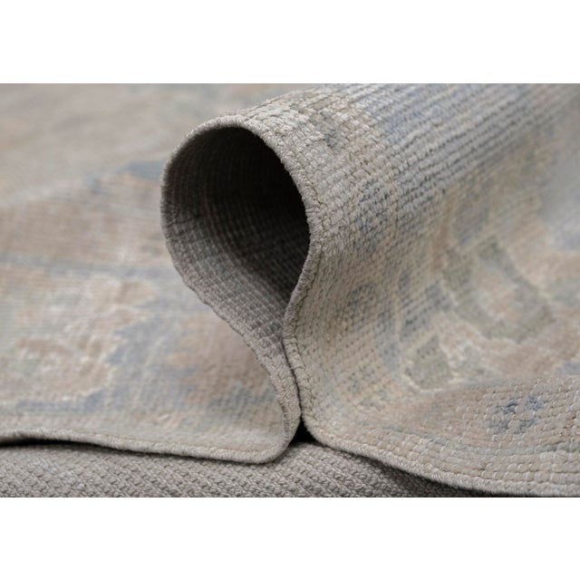 Textile Turkish Oushak Rug Faded Pastel Handwoven Wool Rug 5'1" X 6'10" For Sale - Image 7 of 10