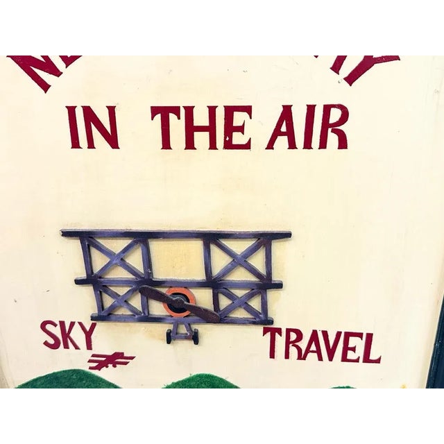 Rare wall advertisement from the 1950s. Hand-painted wood.