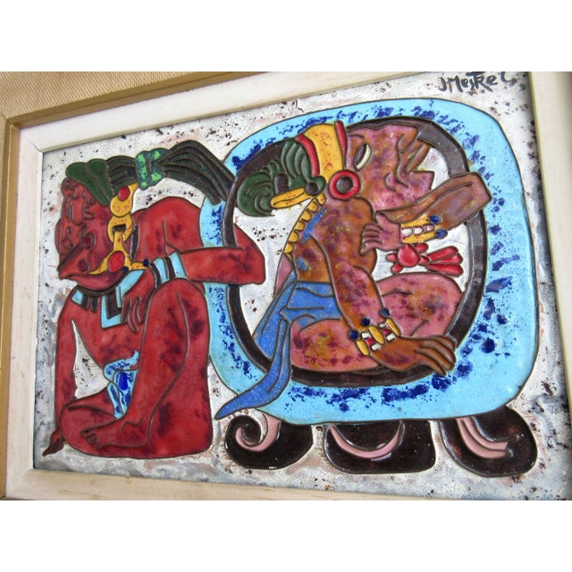 Signed Aztec Style Enamel by Mexican Artist, Jose Mestrel For Sale In Miami - Image 6 of 7