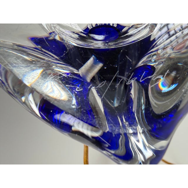 Glass Art Glass Table Lamp by Paul Kedelv for Flygsfors Glasbruk, Sweden, 1950s For Sale - Image 7 of 8