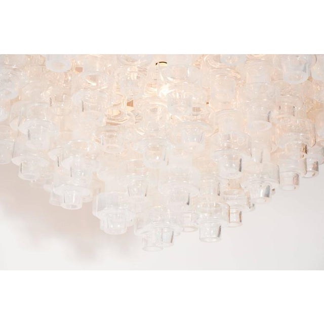 Chrome Modernist Opalescent and Clear Murano Glass Barbell Chandelier For Sale - Image 8 of 10