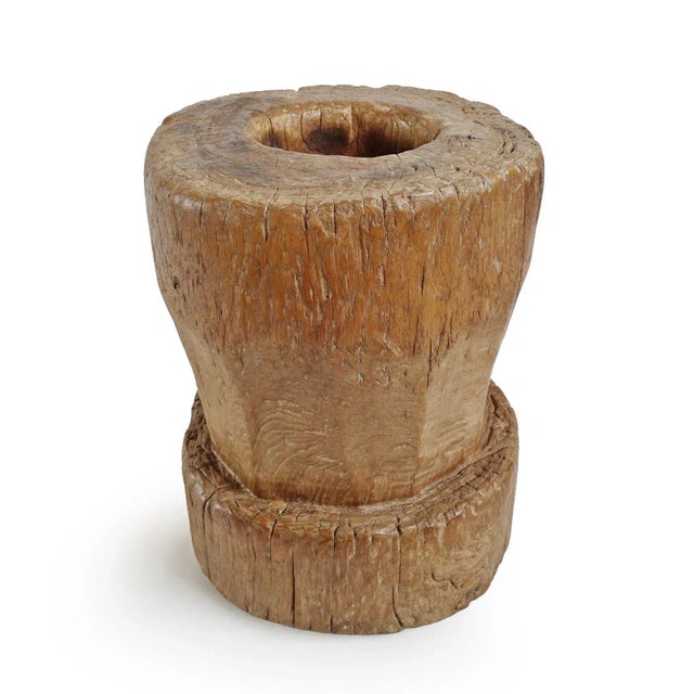 Vintage Javanese wood rice pounder bowl or vessel. Originally used to separate and pound grains. Beautiful signs of age...