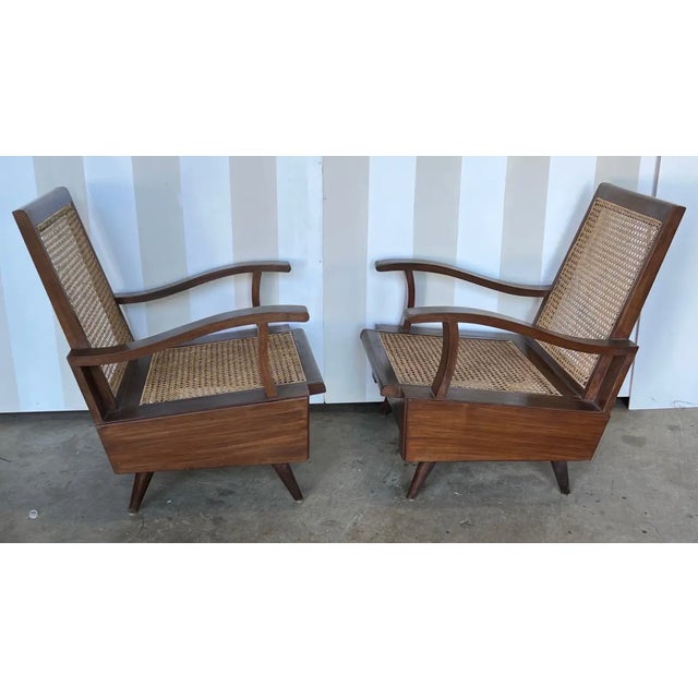 Mid 20th Century Pair of Deco Period British Colonial Teak Club Chairs For Sale - Image 4 of 6