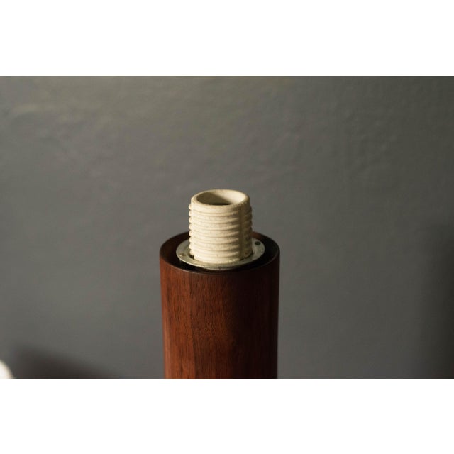Vintage Sculptural Scandinavian Walnut and Glass Accent Table Lamp For Sale - Image 10 of 15