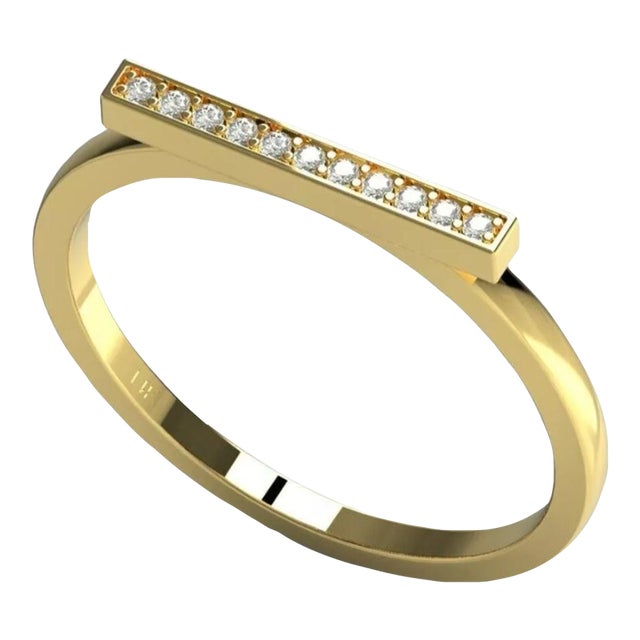 Diamond Bar Ring 14k Solid Gold Diamond Band Ring Size 7 For Sale
