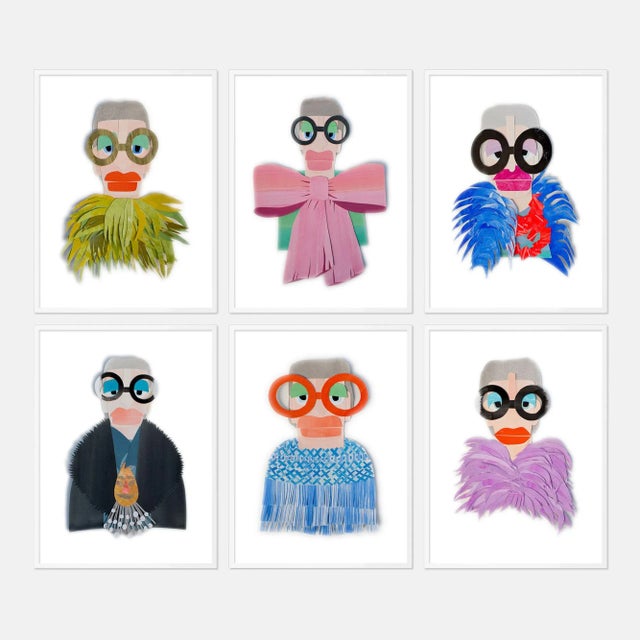 Contemporary Iris by Melvin G in White Framed Paper, Medium Art Print - Set of 6 For Sale - Image 3 of 3