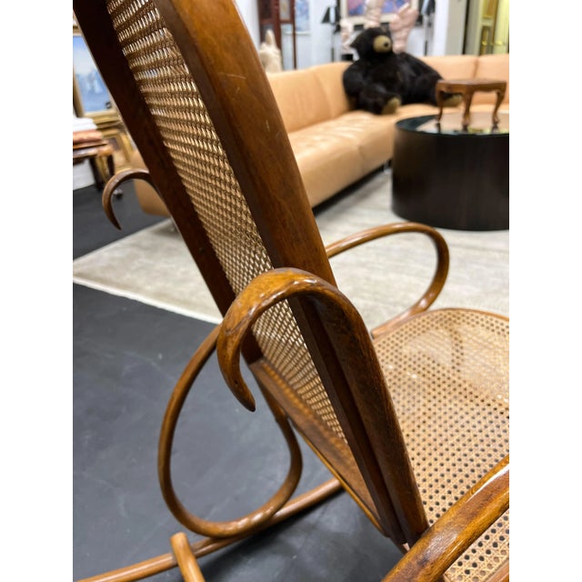 Brown Vintage Bentwood Rocking Chair For Sale - Image 8 of 13