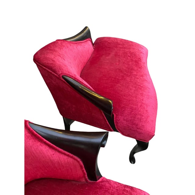 Bespoke Carla Lounge Cherry Cerise Velvet Chairs - A Pair For Sale - Image 10 of 10