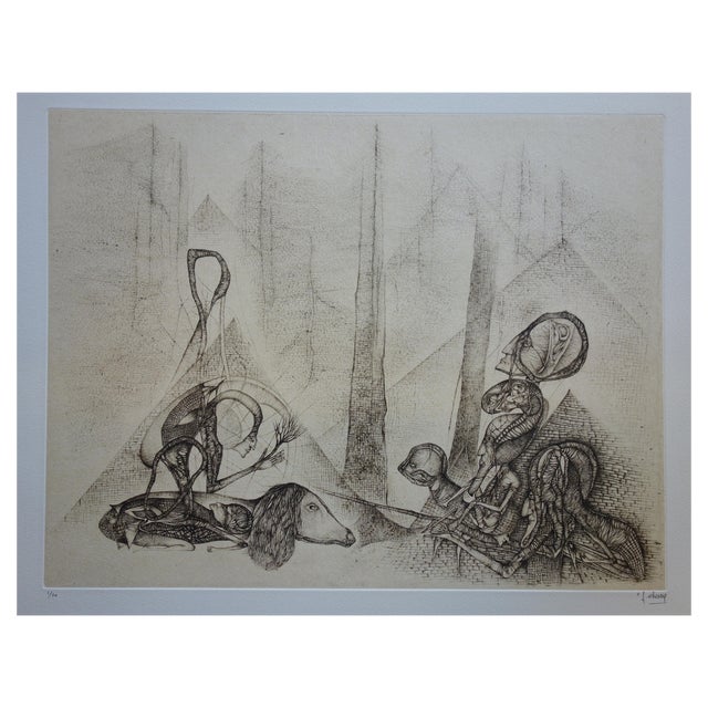 Fred Deux, The Chimneys of La Châtre, Original Engraving For Sale