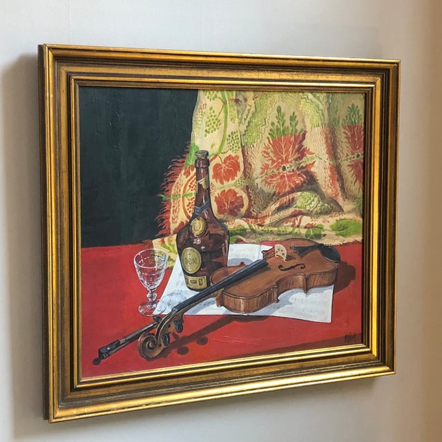Early 20th-Century Acrylic on Canvas Music-Themed Still Life, Framed For Sale - Image 9 of 12