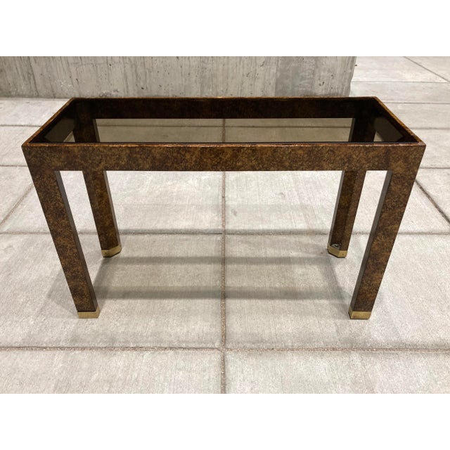 Mid 20th Century Mid-Century Modern Henredon Faux Tortoise Shell Parsons Console Table For Sale - Image 5 of 13