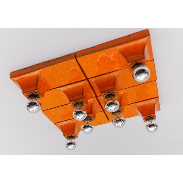 Mid-Century Modern Orange Ceramic Wall Lights from Waldi, 1960s, Set of 8 For Sale - Image 15 of 18