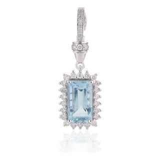 1.9ct Ice Blue Aquamarine & Diamond Halo Pendant With Locking Bail in 14k Gold For Sale