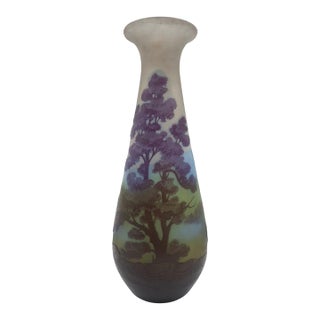 Antique Gallé Art Nouveau Cameo Glass Scenic Landscape Vase – Lifetime Period (Pre-1904) For Sale