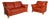 Two-Seater Red Armchairs in Leather by Natuzzi, Set of 2 For Sale