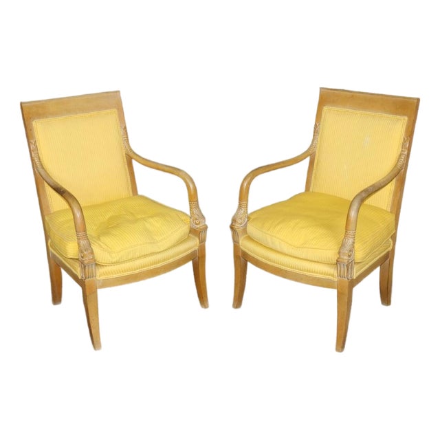 Pair of Regency Style Carved Dolphin Head Armchairs For Sale