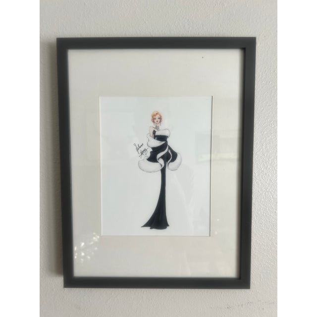 Stunning original hand-drawn and colored fashion illustration by Mexican artist Guillermo Meraz. This elegant piece...