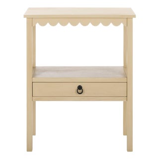 Heaven Scalloped Low Drawer Accent Table in Natural For Sale