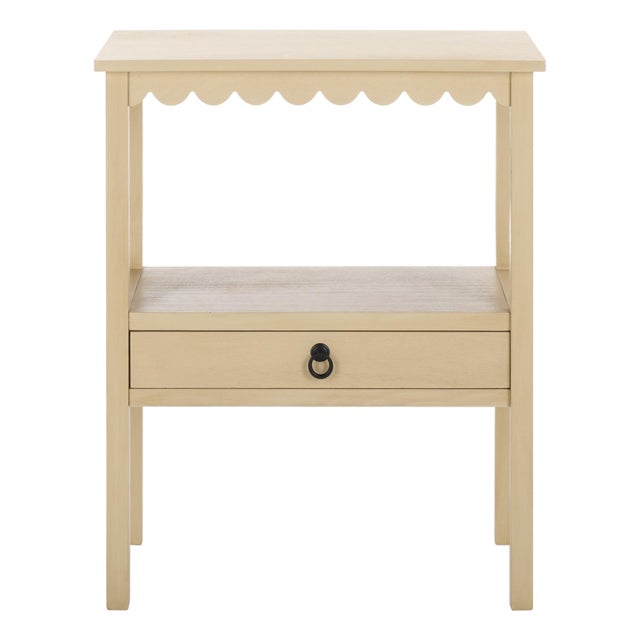 Heaven Scalloped Low Drawer Accent Table in Natural For Sale