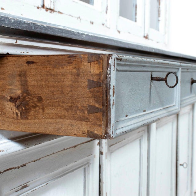 Mid-19th Century French Louis Philippe Period Painted Bookcase/Buffet Deux Corps For Sale - Image 11 of 14