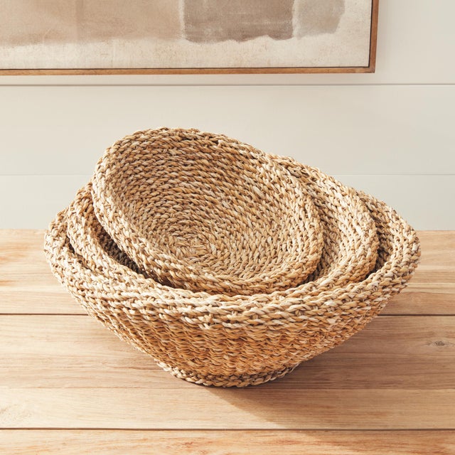 Kenneth Ludwig Chicago Seagrass Shallow Tapered Baskets, Set Of 3 For Sale - Image 4 of 5