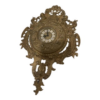 1950s Golden Bronze Wall Clock For Sale