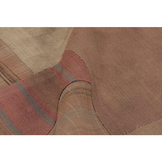 Textile Vintage Turkish Patchwork Rug in Brown and Colorful Design - Rug & Kilim For Sale - Image 7 of 10