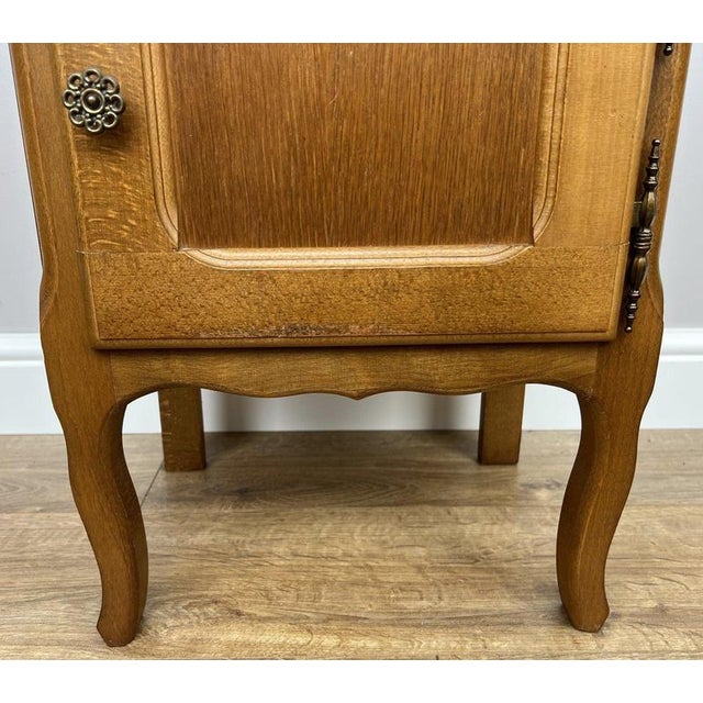 Brown Vintage Louis French Oak Nightstands, Set of 2 For Sale - Image 8 of 14