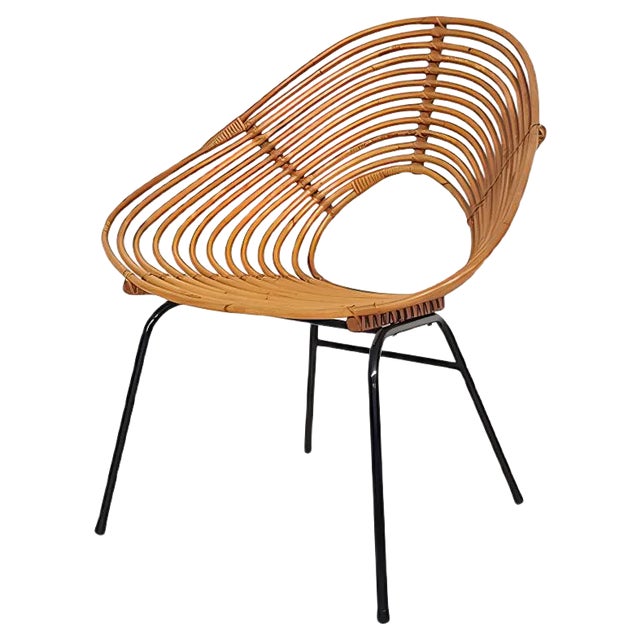 Dutch Rattan Lounge Chair from Rohe Noordwolde, 1950s For Sale