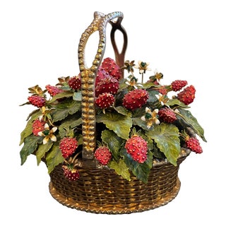 Fleurs Des Siecles Strawberry Basket by Artisan Jane Hutcheson for Gorham, Circa 1970s For Sale