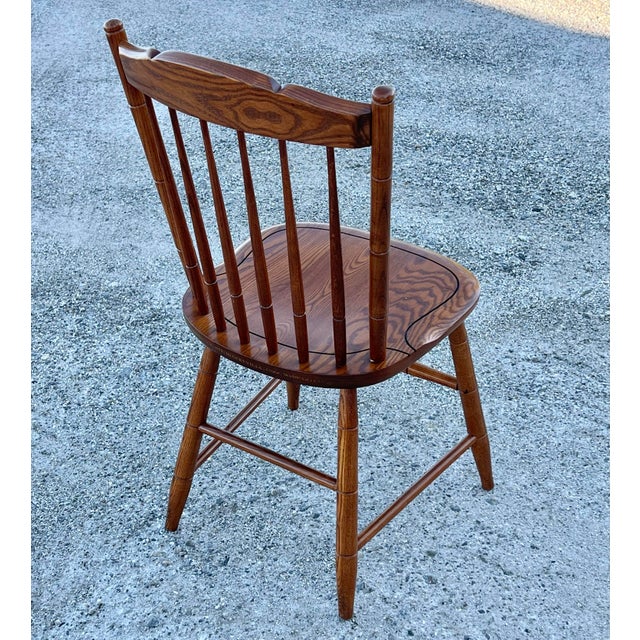 Brown L. Hitchcock Oak Stonington Harvest Paint Decorated Side Chairs - Set of 4 For Sale - Image 8 of 12