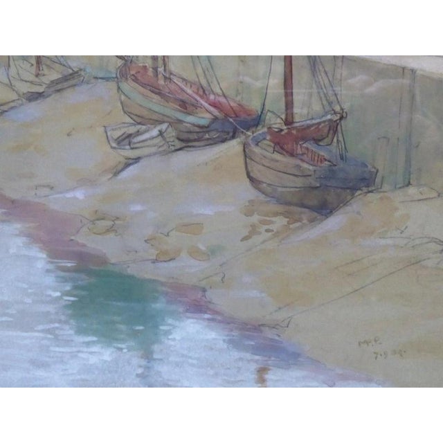 Boats in the Harbour, Monogrammed MP, 1934, Watercolor on Paper, Framed For Sale - Image 10 of 14