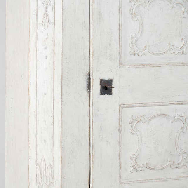 Early 19th Century Swedish White Painted Oak Single Door Armoire For Sale - Image 6 of 13