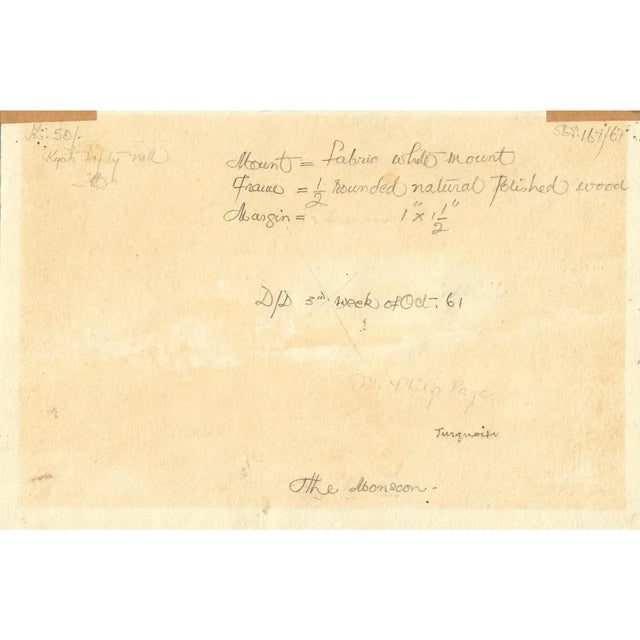 Impressionist The Monsoon Original Impressionist Watercolor Painting Circa 1961 For Sale - Image 3 of 5