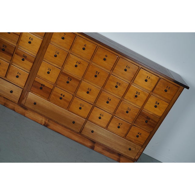Industrial Large Mid-20th Century Dutch Industrial Beech Apothecary Cabinet For Sale - Image 3 of 18