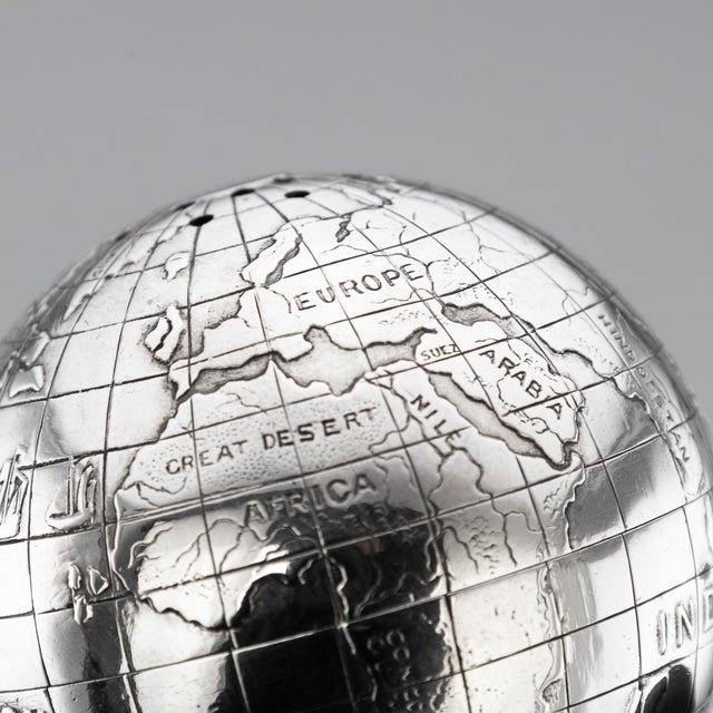 Silver Vintage British Silver Novelty Globe Shaped Writing Sander For Sale - Image 8 of 18