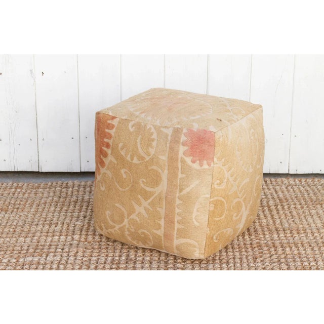 Asian Antique Aalam Antique Suzani Cube Ottoman For Sale - Image 3 of 7