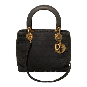 Christian Dior Black Nylon Medium Lady Di Bag